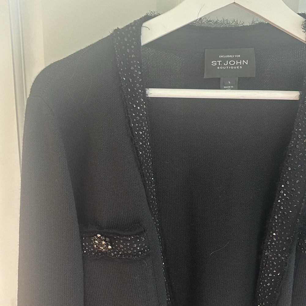 St. John Black Knit Cardigan